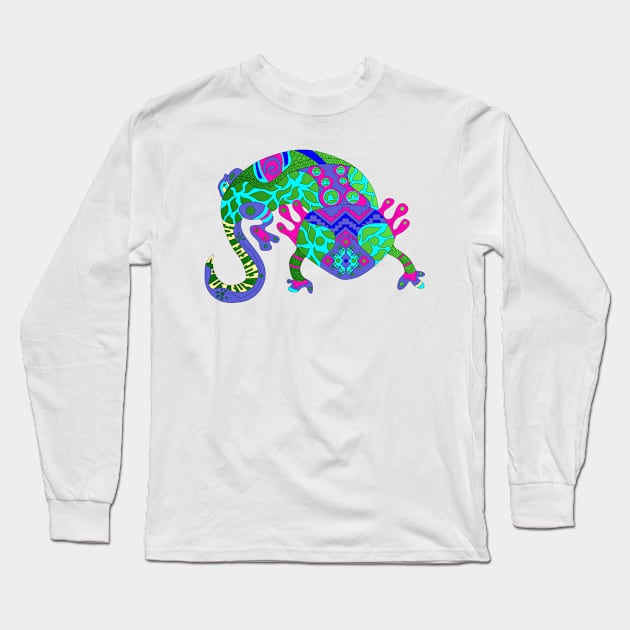 axolotl in color pattern ecopop Long Sleeve T-Shirt by jorge_lebeau